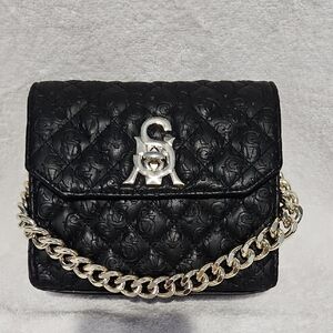 Steve Madden Gold and Black Mini Bag with Quilted Design